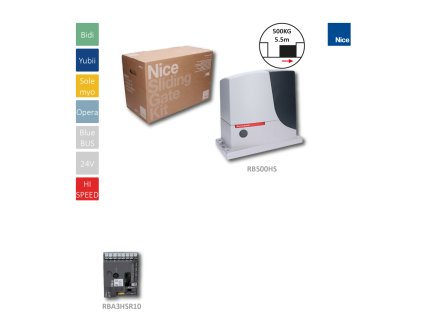 ROBUS500 HI-SPEED rychlý pohon pro posuvnou bránu do 500kg, 24 V, intenzívní provoz, rychlost posuvu naprázdno - 44cm/s, 1x elektronika RBA3/HS BlueBus