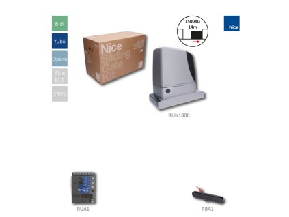 RUN1800P motor pro posuvné brány do 1800kg, řídící jednotka RUA1, 230V, BlueBUS, Opera, indukční koncový spínač