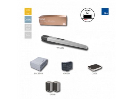 Sada pro jednokřídlou bránu do 5m/křídla, 1x TO5024, 24V, 120W, 1800N, 1x MC824H, 1x OXIBD, 1pár EPMB, 1x ON2E