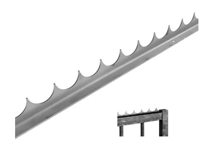 Ochranný hřeben proti přelezení, ocel 2x2000mm, ohýbaná, bez povrchové úpravy