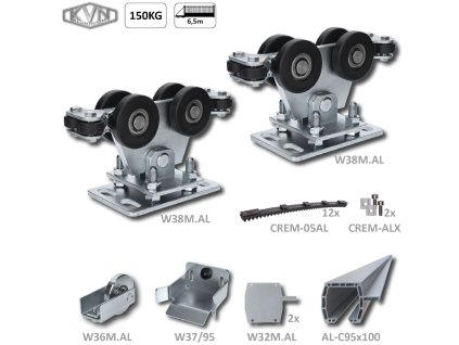 Hliníkový samonosný systém 95x100x11mm pro posuvné brány do 150kg / 6,5m