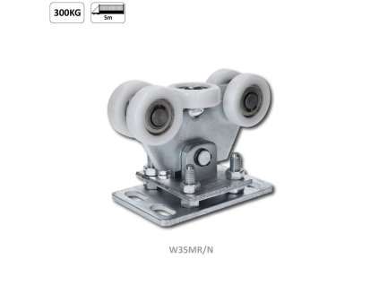 Vozík regulovatelný pro C-profil 80x80x5/4mm, polyamidová kolečka 5ks, žlutý zinek, pro bránu do 300kg, průjezd do 5m