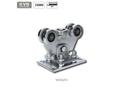 Vozík pro C-profil 60x60x4mm samonosného systému posuvné brány, výškově nastavitelný, pozinkovaný, 5x ocelové kolečko s ložiskem 6202RS