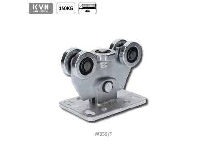 Vozík pro C-profil 60x60x4mm samonosného systému posuvné brány, pevný, pozinkovaný, 5x ocelová kolečka s ložiskem 6202RS