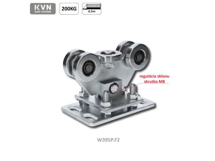 Vozík PICCOLO KLASIK pro C-profil 67x67/69x69mm samonosného systému posuvných bran do 200kg, s nastavitelnou deskou a dorazovým šroubem sklonu vozíku