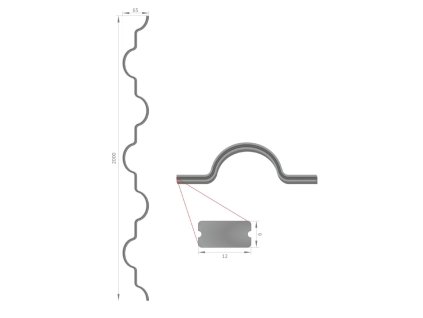 Mřížová výplň hladká 2000x65mm s boční drážkou, profil 12x6mm