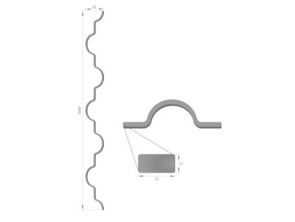 Mřížová výplň HLADKÁ, 12x6mm, 2000x65mm