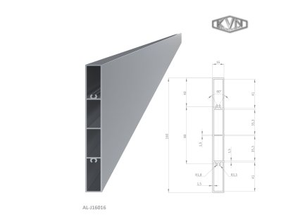 Hliníkový profil na výplň 160x16mm, přírodní hliník EN AW-6060 T66, bez povrchové úpravy, délka 6m
