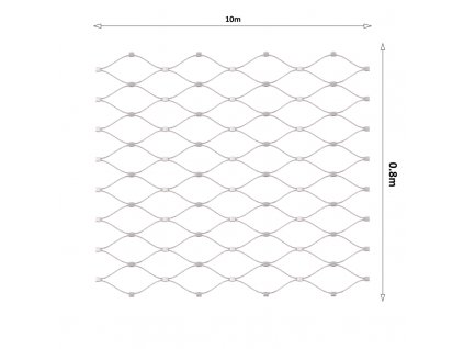 Nerezová lanková síť, 0,8mx10m (šxd), oko 50x50mm, tloušťka lanka 2mm, AISI316
