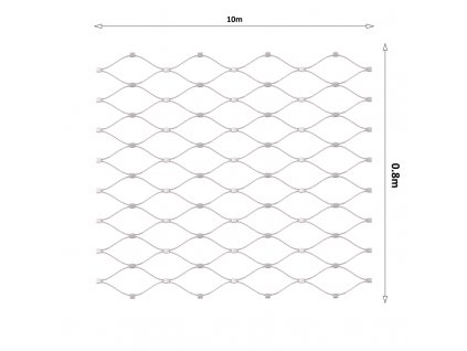 Nerezová lanková síť, 0,8mx10m (šxd), oko 50x50mm, tloušťka lanka 2mm, AISI316