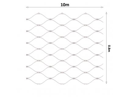 Nerezová lanková síť, 0,8mx10m (šxd), oko 60x104mm, tloušťka lanka 2mm, AISI316