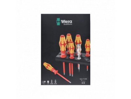 Sada profi elektrikářských šroubováků, výrobce WERA, 0,4x2,5x80mm; 0,6x3,5x100mm; 0,8x4x100mm; 1x5,5x125mm; PH1x80mm; PH2x100mm; tester 0,5x3x70mm