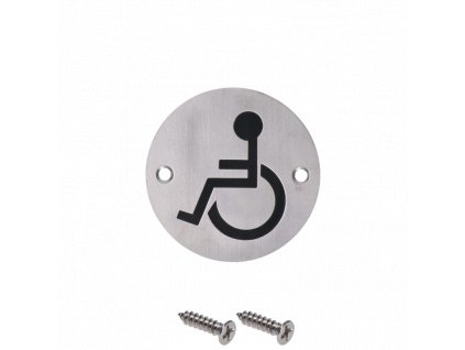 Nerezový piktogram `Invalid`, okrouhlý, rozměry: průměr 75x1,2mm, broušená nerez K320/AISI304