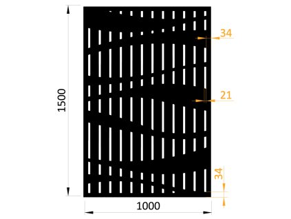 Designová kovová výplň, laserem vypálený vzor 9342, rozměr 1000x1500x2,0mm +/- 0,5%, bez povrchové úpravy