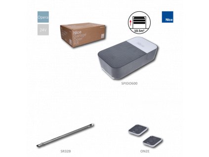 SPIDO32BKCE sada pro sekční bránu do 10,5m2, 1x SPIDO600 (24V, 150W,600N), zabudovaná řídící jednotka a přijímač, 2x ON2E, 1x SR32B