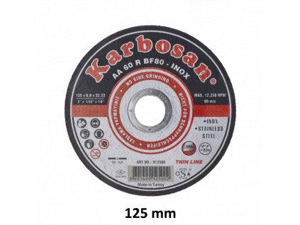 Řezný kotouč 125x0,8x22,2 vhodný na INOX, tenké plechy 304 a 316, trubky z nerezavějící ocele, ploché tyče. Bez železa a síry. T41 plochý