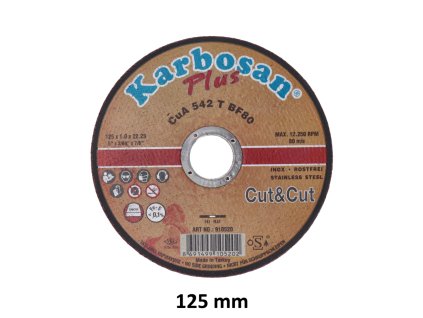 Prémiový řezný kotouč 125x1x22,2 s dlouhou životností vhodný na hliník, INOX, tenké plechy 304 a 316, trubky z nerezavějící ocele, ploché tyče.