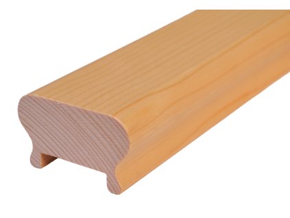 Krátký dřevěný profil (62x43mm /D:2300mm), materiál: buk, broušený povrch bez nátěru, obal: PVC fólie.