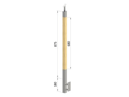 Dřevěný sloupek, boční kotvení, bez výplně, vrch nastavitelný (40x40mm), materiál: buk, broušený povrch bez nátěru