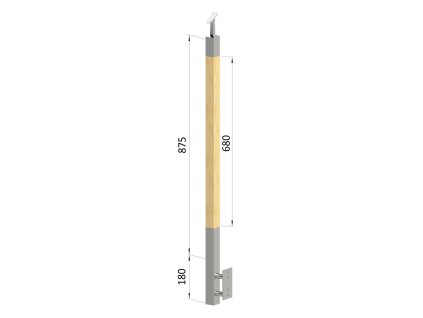 Dřevěný sloupek, boční kotvení, bez výplně, vrch nastavitelný (40x40mm), materiál: buk, broušený povrch bez nátěru