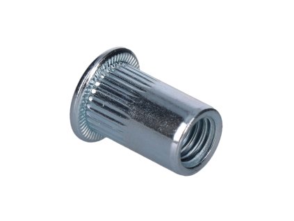 Nýtovací matice s plochou hlavou, rýhovaný dřík (Rozměry M3/9mm, Průměr 8mm)