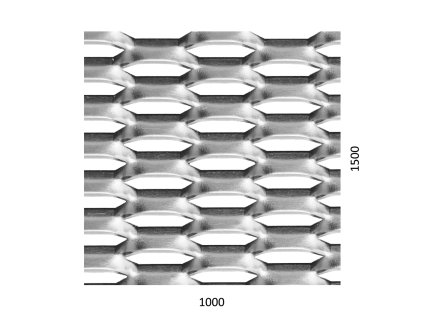 Tahokov Al, kosočtvercové oko: 44x12mm, můstek: 5mm, tloušťka: 2mm (Rozměry 1000x1500x2mm)