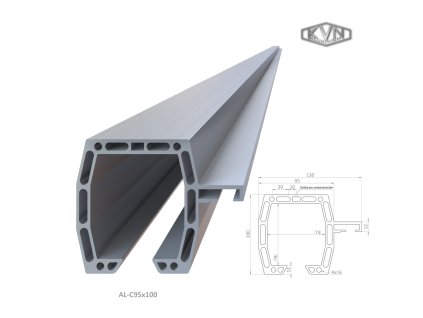 C profil 95x100mm, přírodní hliník bez povrchové úpravy, materiál EN AW-6060 T66 (Délka 1m)