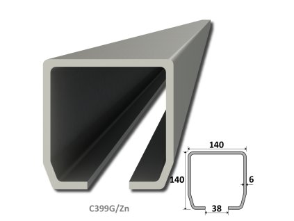 C profil 140x140x6mm, pozinkovaný (Délka 1m)