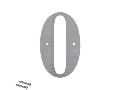 Domovní čísla 0-9, 127x1,5mm, s otvory, broušená nerez K320/AISI304 (Číslo 0)