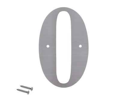 Domovní čísla 0-9, 156x1,5mm, s otvory, broušená nerez K320/AISI304 (Číslo 0)