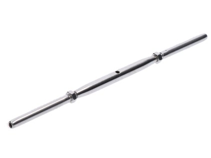 Lepící úchyt, napínák pro nerezové lanko, broušená nerez K320/AISI304 (Průměr lanka 4mm, Závit M6, LH6)