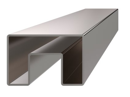 Madlo čtvercové (60x40x1,5mm /24x24mm), pro sklo 8-17,5mm, bez gumových těsnění, broušená nerez K320/AISI304 (Délka 1m)