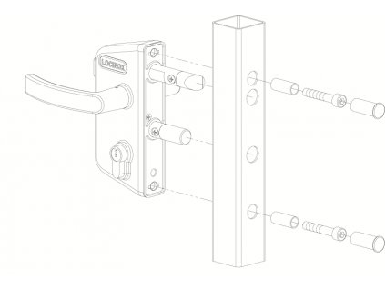 Zámkový set LAKZ P1 pro profil 40x40mm nebo průměr 40mm (kazeta, zámek, hliníkové kliky, cylindrická vložka), volitelná barva RAL, LOCINOX