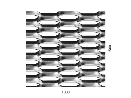 Tahokov Fe, kosočtvercové oko: 44x12mm, můstek: 5mm, tloušťka: 1,5mm (Rozměry 1000x1500x1,5mm)