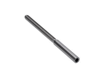 Lepící úchyt pro nerezové lanko o průměru 4mm s vnějším závitem M6x60mm, (D=7mm / L: 100mm), broušená nerez K320/AISI304, použít lepidlo 666.014.025