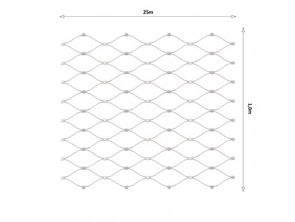 Nerezová lanková síť, 1mx25m (šxd), oko 60x104mm, tloušťka lanka 2mm, AISI316