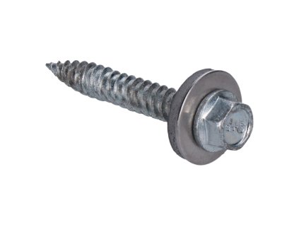 Samozávrtná skrutka bimetalová, 6x38mm, s podložkou s priemerom 16mm, pre plechy do 2mm