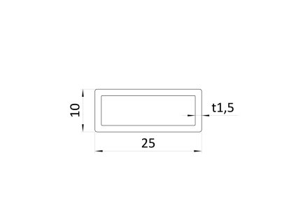 Profil uzavřen 25x10x1.5mm,cena za 1ks (1m) broušená nerez K320 /AISI304