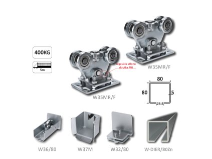 Samonos do 300 kg/5 m, děrovaný profil 80 x 80 x 5 mm, Zn