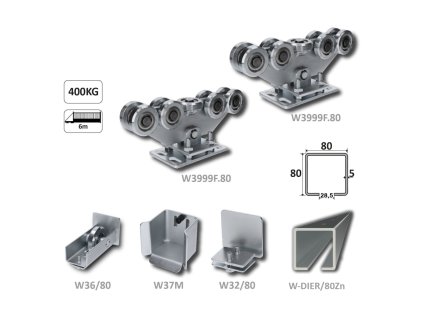Samonos do 400 kg/6 m, děrovaný profil 80 x 80 x 5 mm, Zn