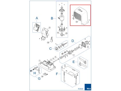 PD2123C0002 Horný plastový kryt pre ROBO RO600