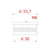 Spodek držáku madla (závit M8) na trubku průměr 33,7mm, broušená nerez K320/AISI304