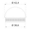 Ukončení - zátka na trubku kruhová, narážení, půlkulatá, průměr 42,4x2mm, broušená nerez K320/AISI304