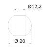 Koule průchozí průměr=20mm na trubku průměr=12mm, otvor průměr=12,2mm, broušená nerez K320/AISI304