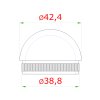 Ukončení - zátka na trubku kruhová, narážení, půlkulatá, průměr 42,4x2mm, leštěná nerez /AISI304