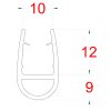 Plastové těsnění na sklo 10mm, mezi skleněné dveře a stěnu nebo podlahu, 2200mm