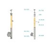 Dřevěný sloupek, boční kotvení, 4 řadový, průchozí, venkovní, vrch pevný (průměr 42mm), materiál: buk, broušený povrch s nátěrem BORI (bezbarví)
