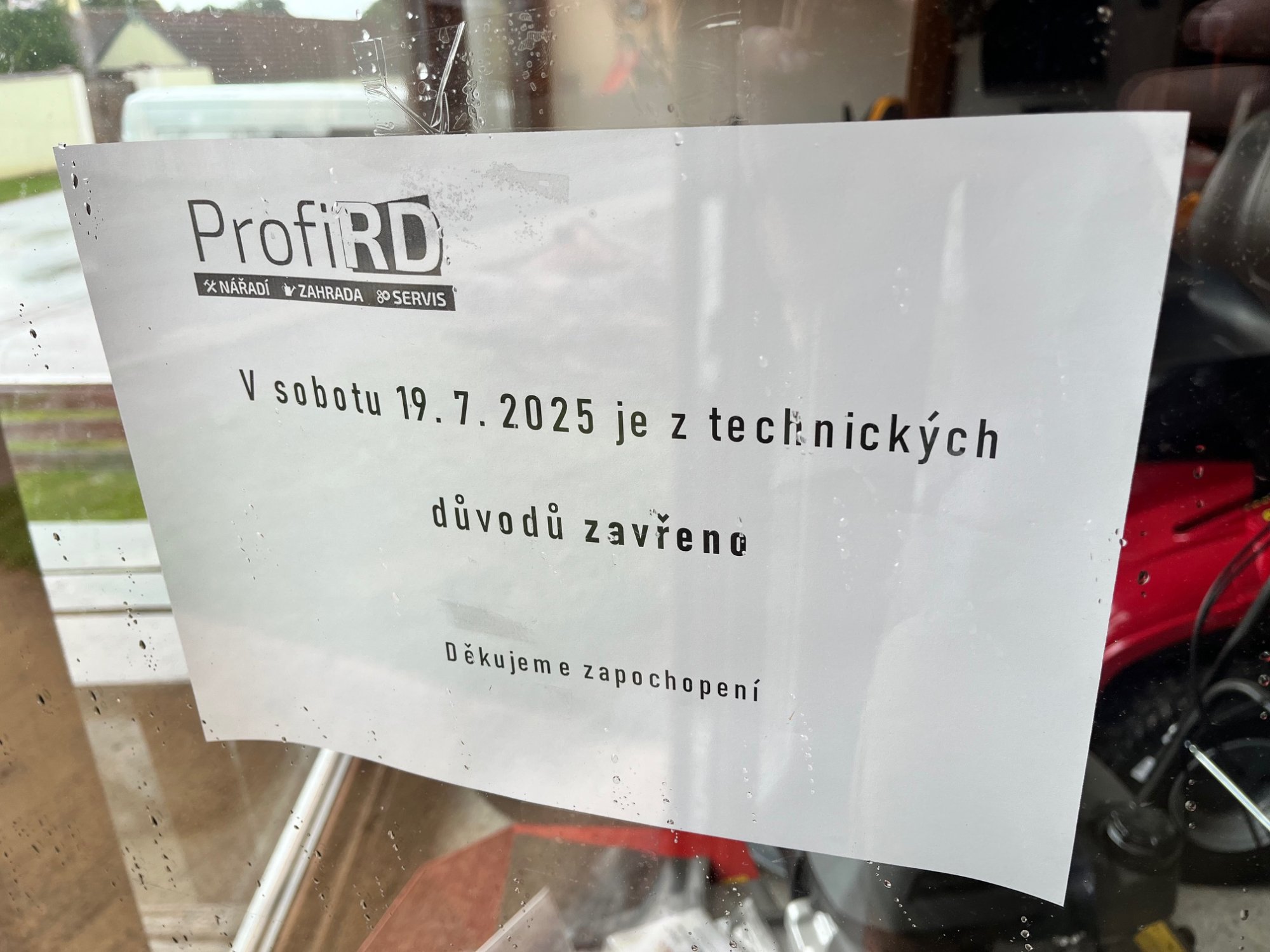 Upozornění - prodejna v Žíšově uzavřena tuto sobotu