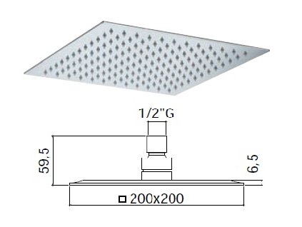 HAWAI hlavová sprcha, kovová 200x200x6,5mm (Barva Chrom)