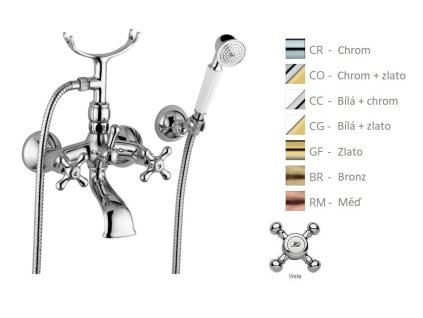 VIOLA vanová ze zdi retro se sprch. (Barva Chrom)